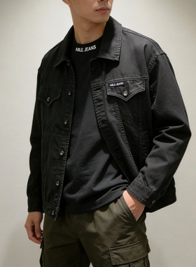 春季男女外套able jeans牛仔夹克黑色宽松休闲潮流上衣唐老鸭联名