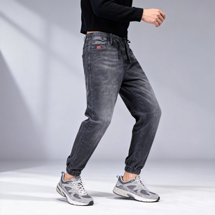 清仓特价 潮流裤 ABLE 针织弹力休闲松紧腰束脚裤 JEANS男牛仔裤 断码