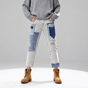 补丁潮流九分裤 解构锥形裤 JEANS中国想象男女牛仔裤 潮流单品ABLE