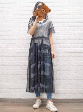 超薄女士夏季连衣裙ABLE JEANS女网纱吊带长裙子超值特价专柜正品