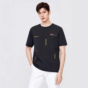 纯棉夏季 体恤衫 印花圆领休闲潮流男 JEANS男黑色短袖 中国想象ABLE