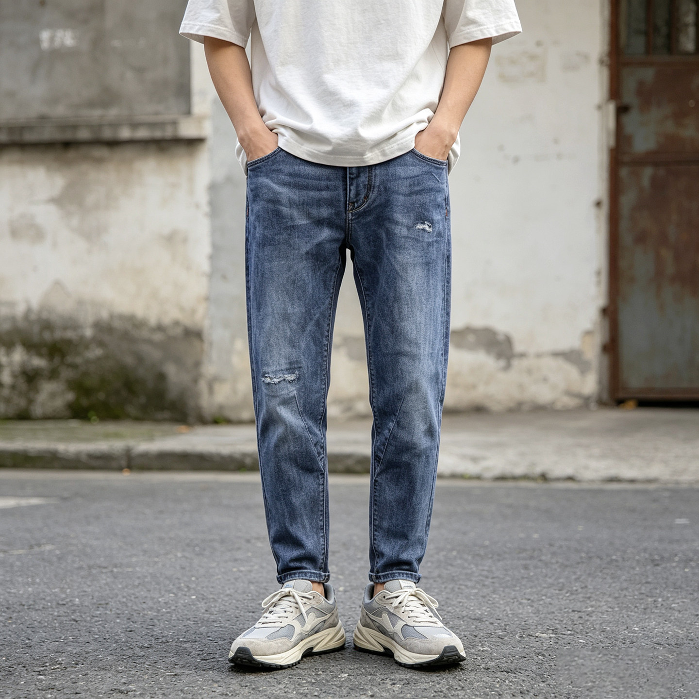 ABLEJEANS男士复古瘦腿牛仔裤