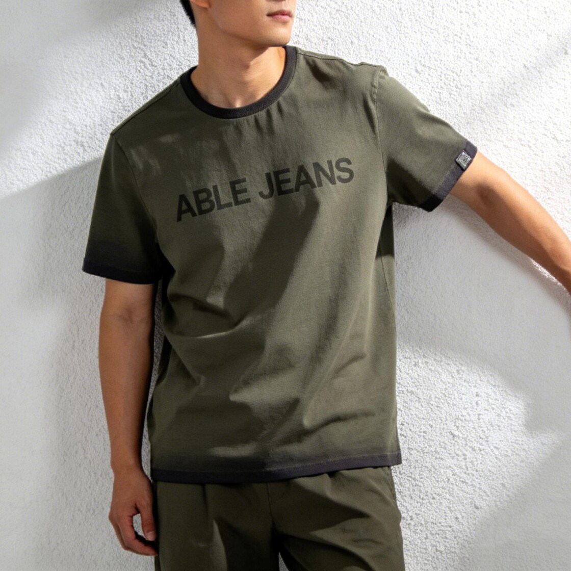 春夏ABLEJEANS纯棉做旧短袖T恤