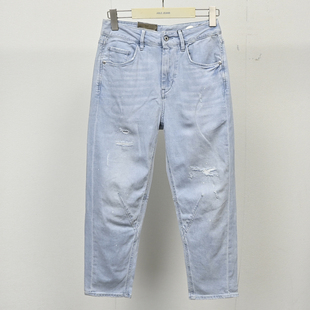春夏新款 天丝牛仔裤 水洗浅色破洞锥形小脚裤 JEANS男女同款 ABLE