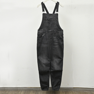 连身束脚长裤 牛仔裤 潮 JEANS女士水洗黑色背带裤 小黄人联名ABLE