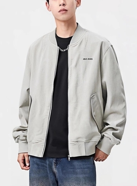 【闭眼入】白色牛仔ABLE JEANS男外套茄克棒球夹克拉链开衫青年潮