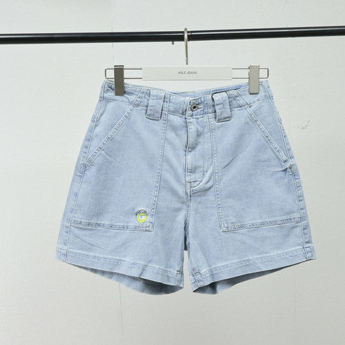 辣妹热裤高腰松垮浅蓝夏季牛仔短