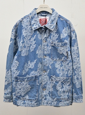 高端提花牛仔夹克男ABLE JEANS秋季潮牌休闲外套宽松高街茄克新款