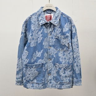 潮牌休闲外套宽松高街茄克新款 JEANS秋季 高端提花牛仔夹克男ABLE