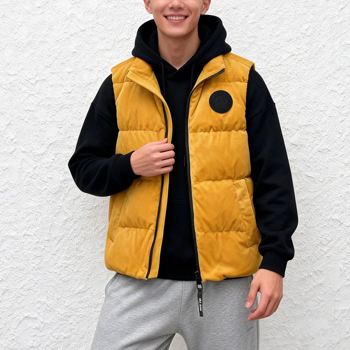 加厚羽绒背心ABLE JEANS男女冬季灯芯绒马甲无袖立领潮流休闲上衣,男装,羽绒马甲,淘宝优惠券,粉丝福利购,淘宝优惠卷