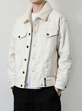 巨亏清仓小黄人联名白色牛仔外套仿羊羔绒棉衣able jeans男女上衣