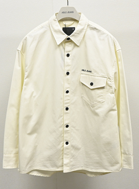 ABLE JEANS中性款宽松长袖翻领纯色衬衣春秋休闲潮流全棉男衬衫