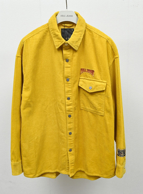 ABLE JEANS男女灯芯绒春秋翻领衬衫日系复古休闲绣花亮色衬衣外套