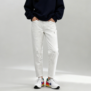 男裤 特惠ABLE JEANS专柜女牛仔裤 浅色水洗立体锥形九分小码 显瘦裤