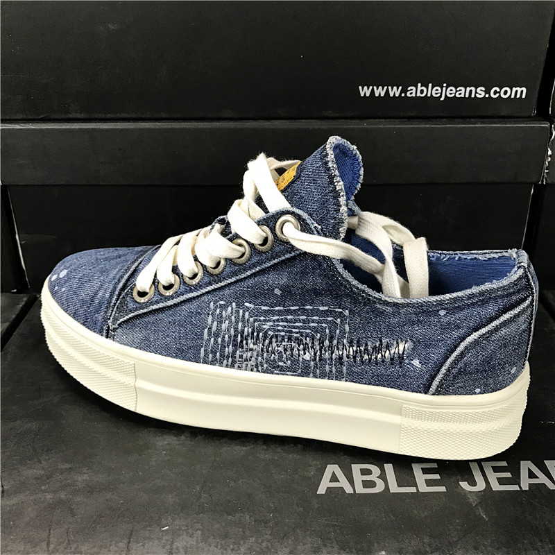 开学季专柜特价able jeans女牛仔板鞋低帮增高潮流工装鞋休闲女鞋