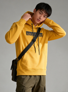 秋季卫衣男ABLE JEANS袋鼠兜针织连帽衫毛圈布卫衣上衣休闲男外套