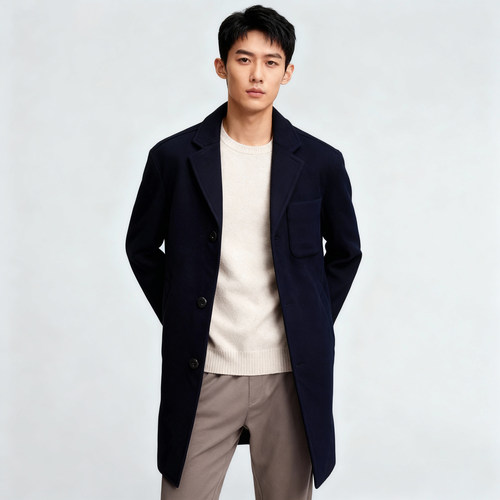 ABLEJEANS羊毛毛呢风衣中长大衣