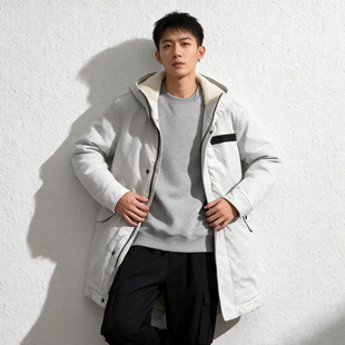 派克牛仔棉衣ABLE JEANS男棉服仿羊羔绒连帽外套加厚中长款冬季装