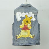 水洗时尚 JEANS男士 背心潮 春夏印花牛仔马甲ABLE 小熊维尼联名款
