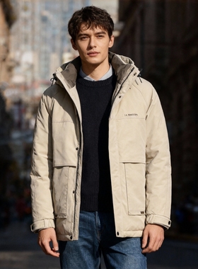 世界的LA MARTINA中国专柜男羽绒服冬季工装连帽外套90绒休闲正装