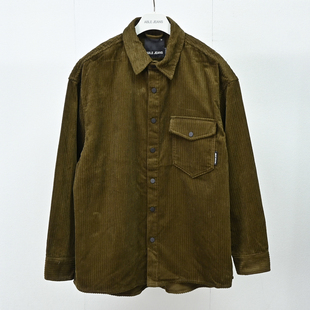 ABLE 日系复古休闲字母绣花衬衣外套 JEANS男女灯芯绒秋冬翻领衬衫