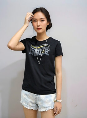 修身女式短袖体恤纯棉ABLE JEANS女t恤夏季印花潮流T恤衫小码女装