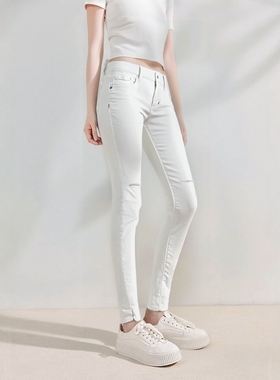 春夏薄款白色铅笔裤ABLE JEANS女裤破洞潮流紧身牛仔裤弹力提臀裤