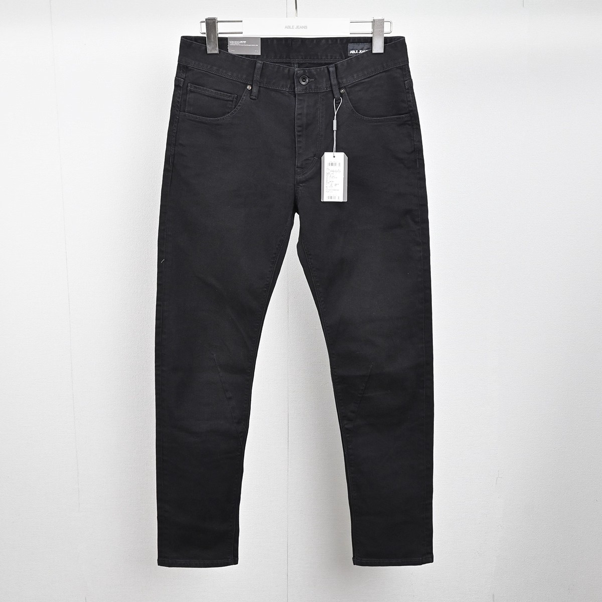 秋冬ABLE JEANS男士水洗时尚立体剪裁3D瘦腿裤潮流黑色弹力牛仔裤