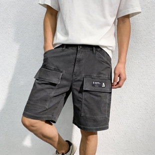 短裤 ABLE JEANS男中裤 针织牛仔黑灰宽松潮流工装 松紧腰 休闲五分裤