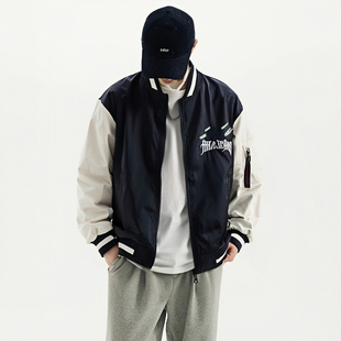 刺绣摇滚拼色棒球领拉链外套时尚 JEANS男女夹克秋季 甲克 ABLE 新款