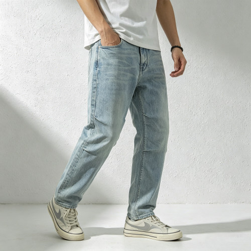 天青色ABLEJEANS直筒滑板牛仔裤