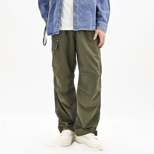 男士 工装 裤 RE伞兵裤 机能休闲裤 阔腿裤 薄款 春夏高街宽松直筒伐木裤