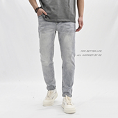 通勤休闲中腰男裤 24春夏RE男裤 瘦腿青年美式 牛仔裤 浅色修身 小脚裤