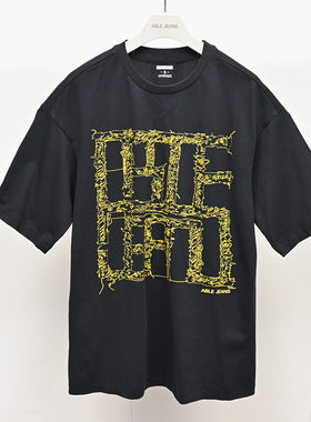 断码特价中国想象男女T恤短袖黑色宽松ABLE JEANS纯棉夏季体恤衫