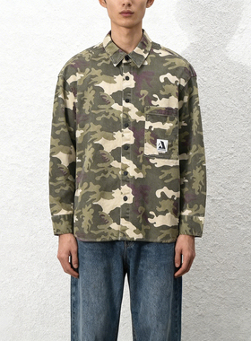 【细帆布】ABLE JEANS衬衫男长袖迷彩休闲衬衣外套春季潮流宽松版