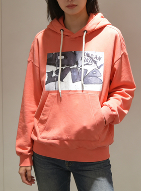 ABLE JEANS女士OVERSIZE卫衣潮流印花连帽套头衫秋冬装时尚上衣