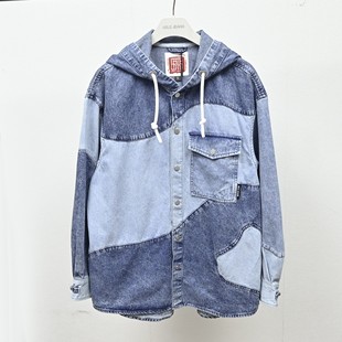 JEANS联名男女休闲衬衣 连帽外套中国想象ABLE 解构风秋季 牛仔衬衫
