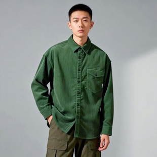 衬衣外套潮 男女复古休闲长袖 ABLE JEANS秋冬灯芯绒夹克型宽松衬衫