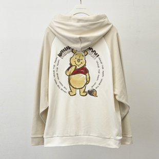 jeans连帽休闲印花套头衫 able 小熊维尼男女卫衣宽松大码 25秋新款