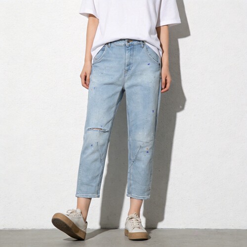 春夏AbleJeans破洞九分女牛仔裤