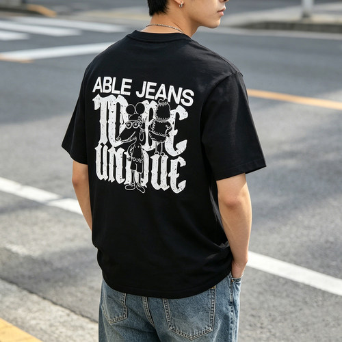 小码特价ABLEJEANS纯棉印花T恤