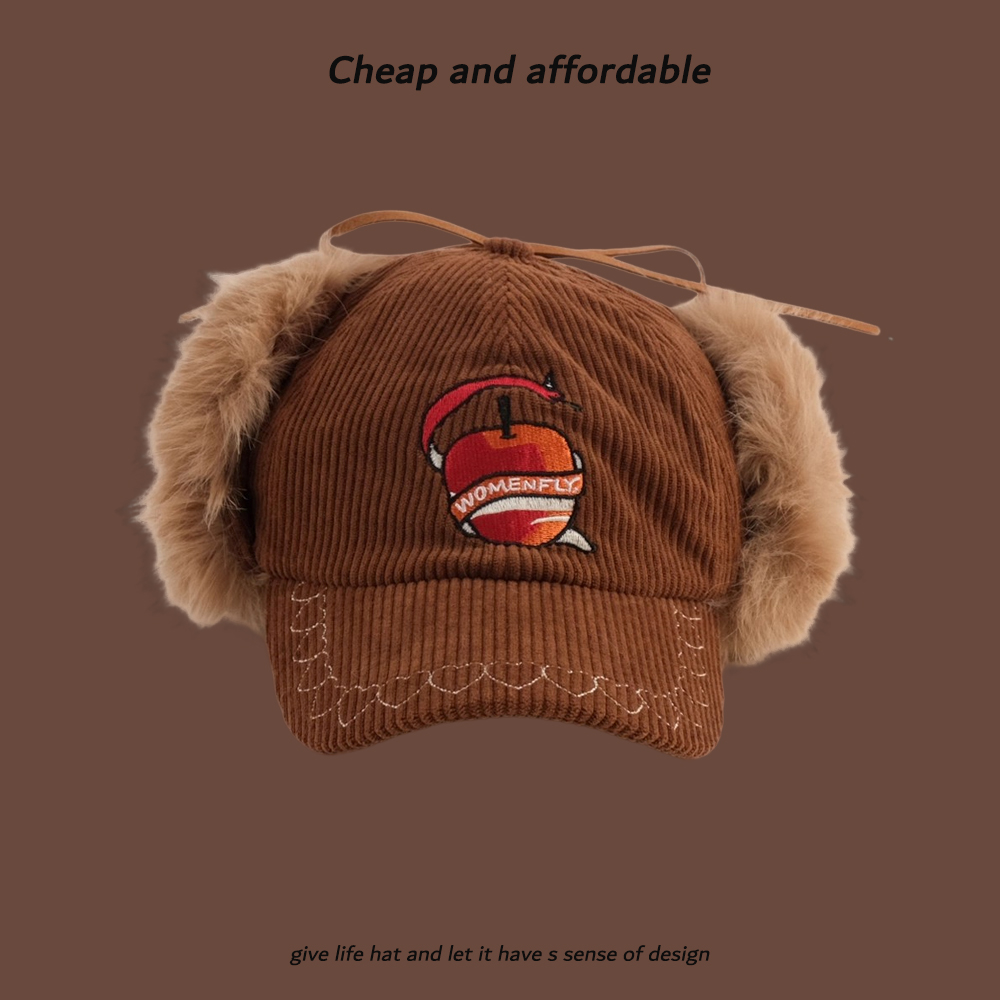韩版苹果刺绣棒球帽女秋冬户外