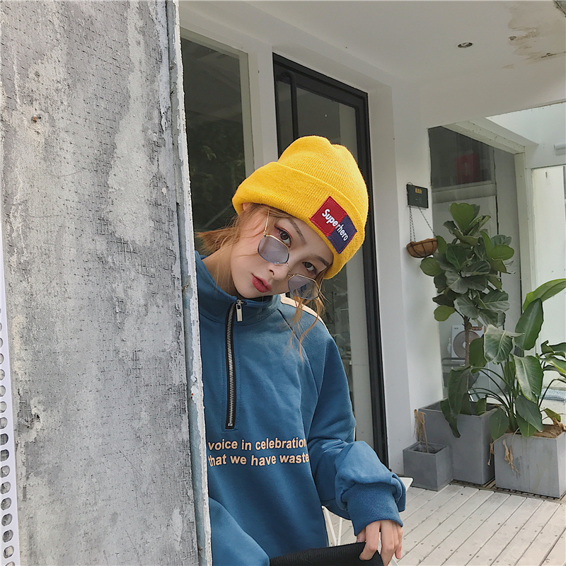 帽子女冬日系百搭黄色学生护耳