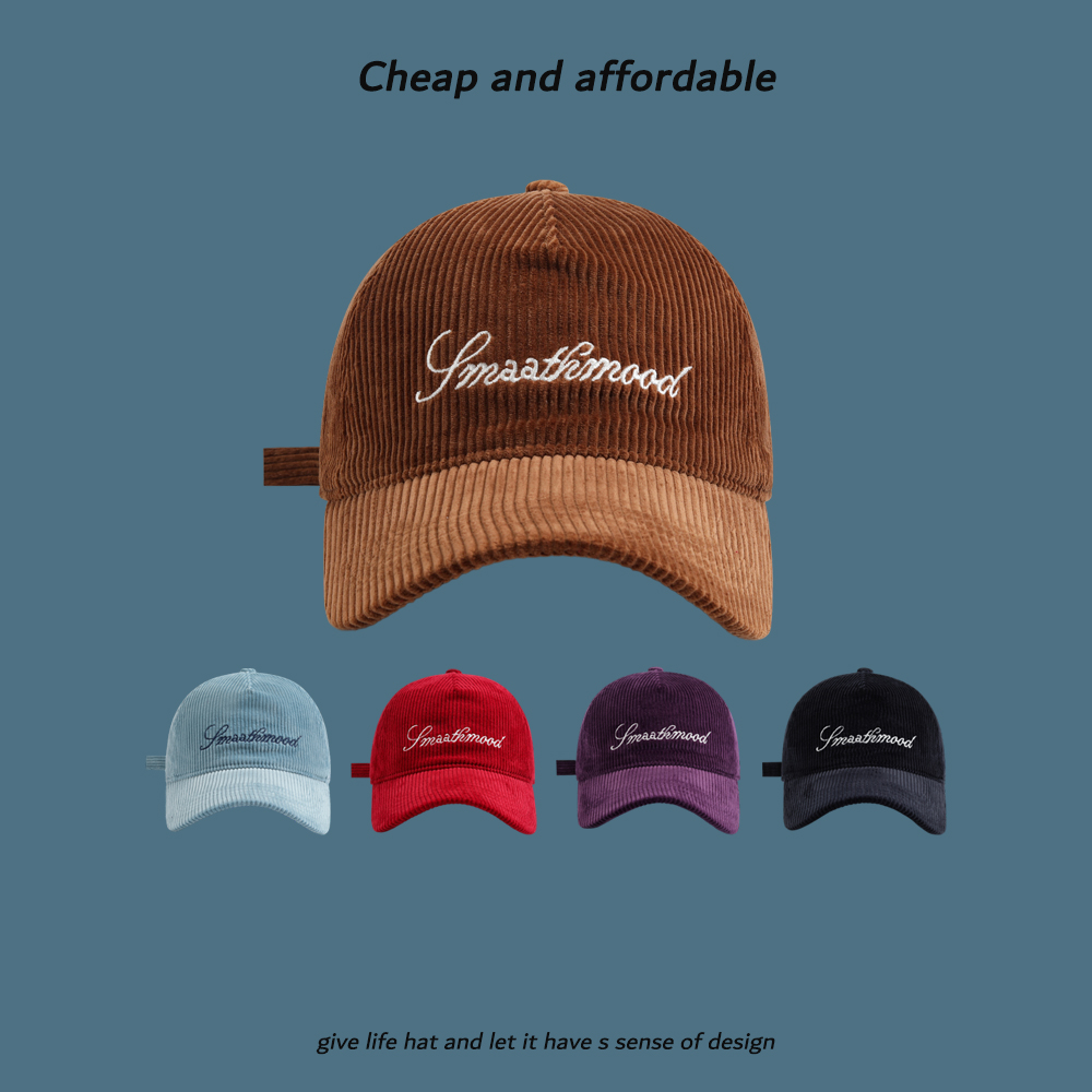 韩版灯芯绒软顶鸭舌帽女秋冬街头