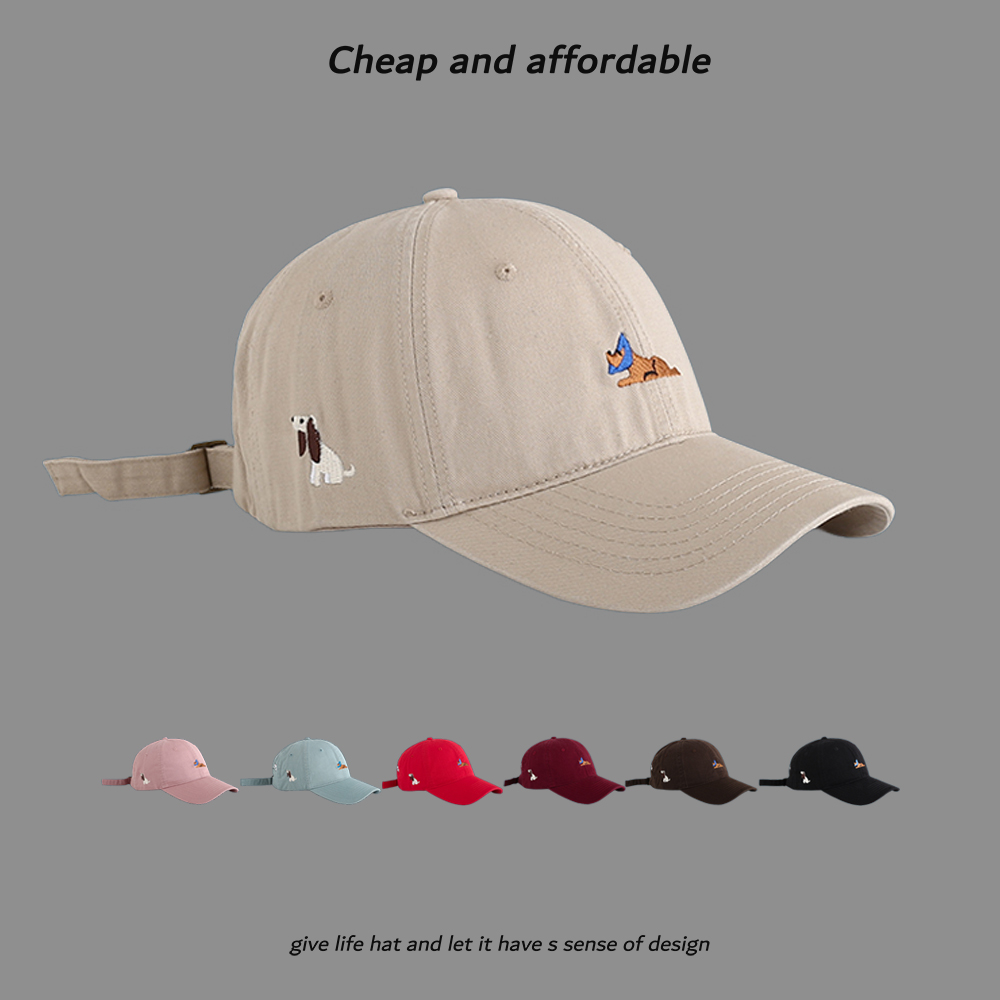 小狗刺绣软顶鸭舌帽子女夏季韩版