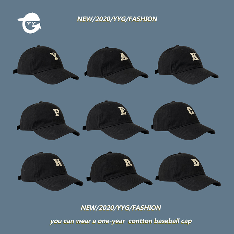 日系休闲简约大字母鸭舌帽子女春