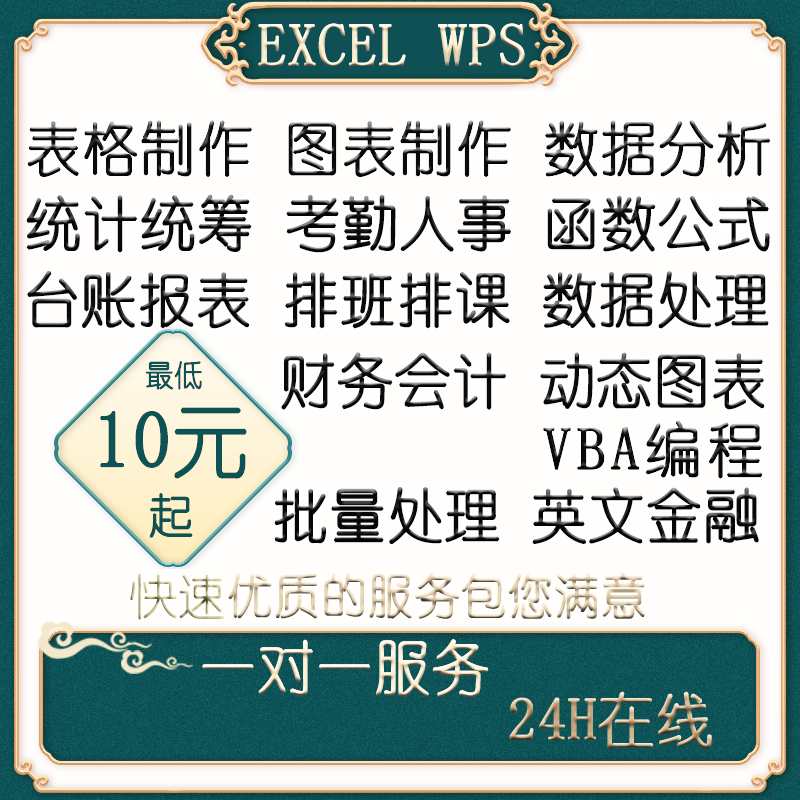 wps代做表格制作office数据处理公式函数编写图表vba宏脚本小软件