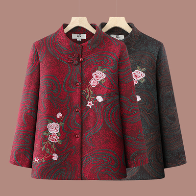 奶奶外套春秋妈妈6070岁冬装加绒