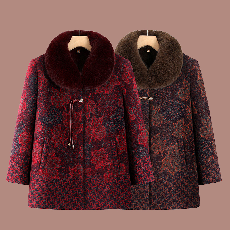 奶奶冬装水貂绒外套中老年人大衣