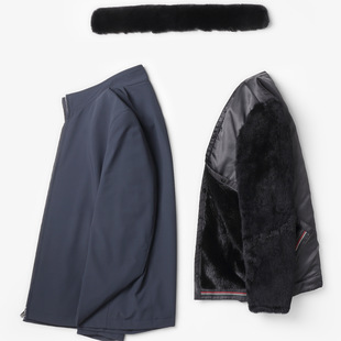 整貂水貂内胆派克服中老年貂皮大衣尼克服男装外套商务绅士保暖潮